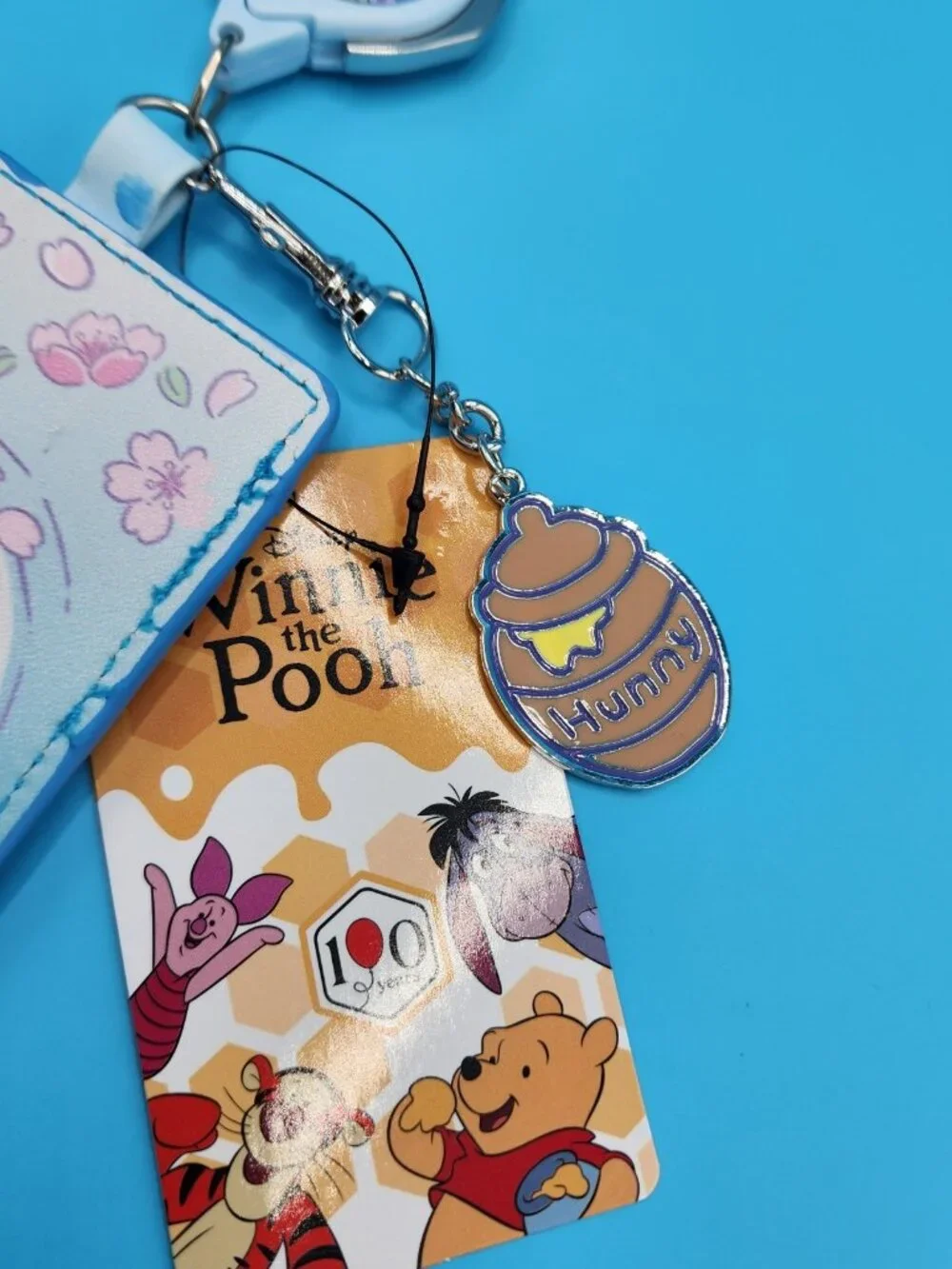 Disney Winnie the Pooh Cherry Blossom Hunny Retractable Lanyard ID Holder NEW